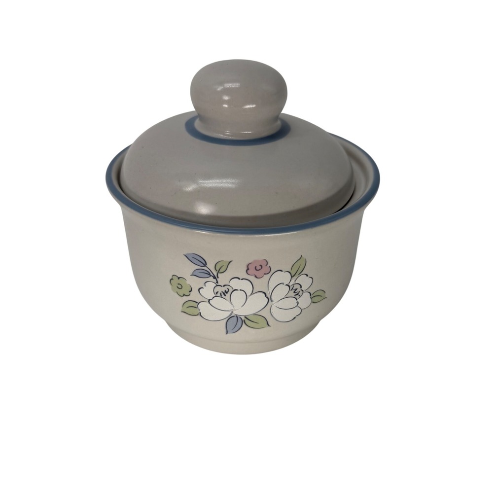 Chantilly Fleur de Lune Stoneware Sugar Bowl w/ Lid Floral Japan Vintage